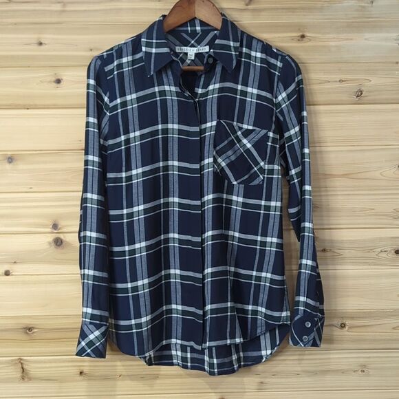 Veronica Beard Blouse Womens 6 Blue & Green Plaid Button Up Shirt - Picture 1 of 11